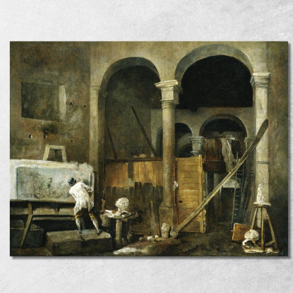 Lo Studio Dell'Artista Hubert Robert hrb90 quadro stampato su tela