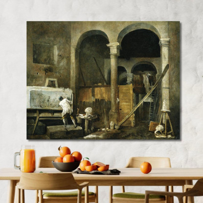 Lo Studio Dell'Artista Hubert Robert hrb90 quadro stampato su tela