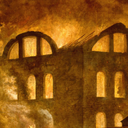 L'Incendio Al Teatro Dell'Opera Del Palais-Royal Hubert Robert hrb97 quadro stampato su tela