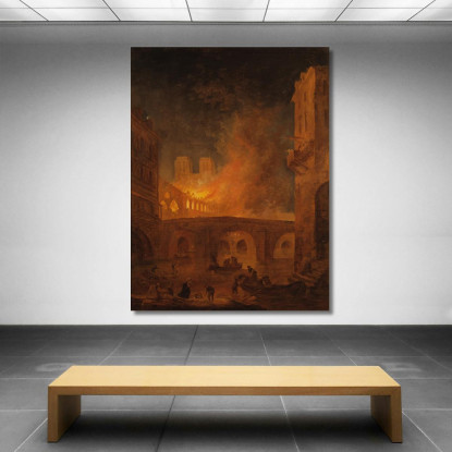 L'Incendio Dell'Hôtel-Dieu A Parigi Hubert Robert hrb98 quadro stampato su tela