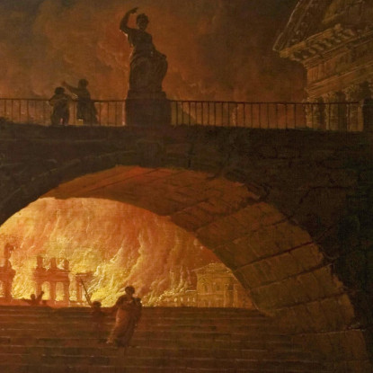 L'Incendio Di Roma Hubert Robert hrb99 quadro stampato su tela