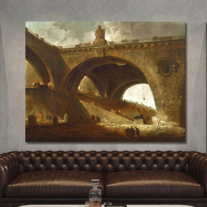 Il Ponte Vecchio Hubert Robert hrb107 quadro stampato su tela