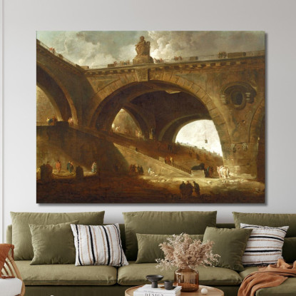 Il Ponte Vecchio Hubert Robert hrb107 quadro stampato su tela