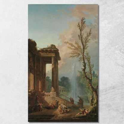 Il Portico Di Una Villa Di Campagna Hubert Robert hrb110 quadro stampato su tela