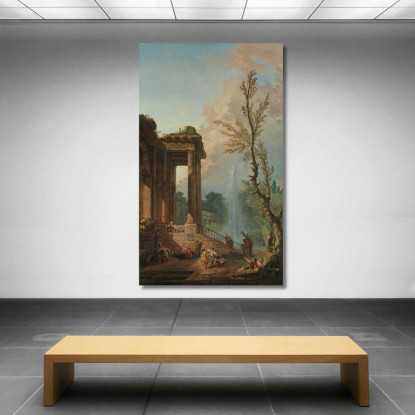 Il Portico Di Una Villa Di Campagna Hubert Robert hrb110 quadro stampato su tela