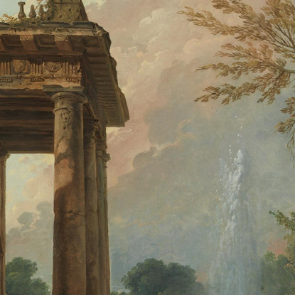 Il Portico Di Una Villa Di Campagna Hubert Robert hrb110 quadro stampato su tela