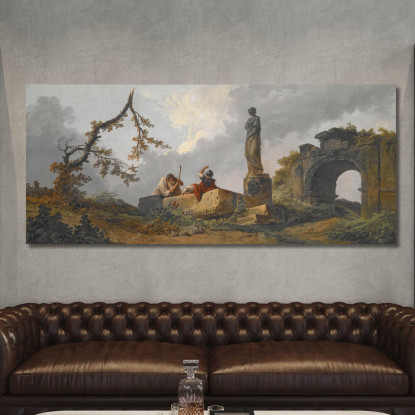La Statua Hubert Robert hrb115 quadro stampato su tela
