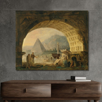 Vista Delle Antichità Sotto Un Arco Hubert Robert hrb121 quadro stampato su tela