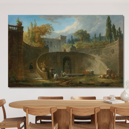 Villa Farnese Con Giardini A Caprarola Hubert Robert hrb124 quadro stampato su tela
