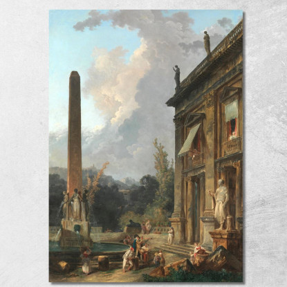 Menestrelli Erranti Hubert Robert hrb127 quadro stampato su tela