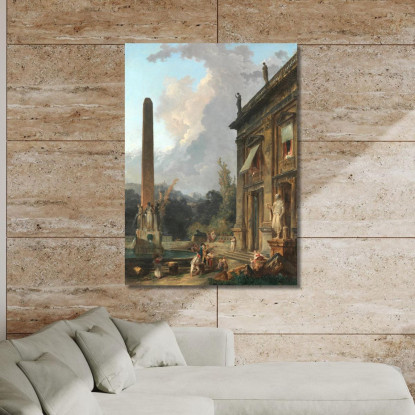 Menestrelli Erranti Hubert Robert hrb127 quadro stampato su tela