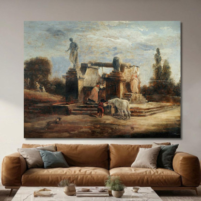 Lavandaie Alla Fontana Hubert Robert hrb130 quadro stampato su tela