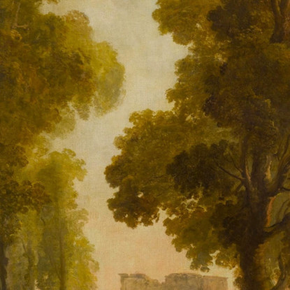 Lavandaie In Un Paesaggio Con Un Gruppo Di Pastori Davanti A Un Viale Di Alberi Hubert Robert hrb131 quadro stampato su tela