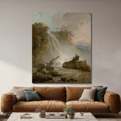 Cascata Con Disegno Dell'Artista Hubert Robert hrb133 quadro stampato su tela