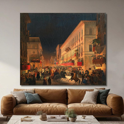 Carnevale A Roma La Festa Dei Moccoletti Ippolito Caffi icf6 quadro stampato su tela