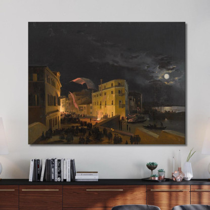 Festival A Venezia Ippolito Caffi icf7 quadro stampato su tela