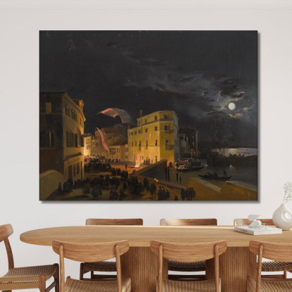 Festival A Venezia Ippolito Caffi icf7 quadro stampato su tela