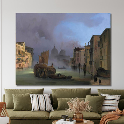 The Grand Canal Venice From The Ponte Dell'Accademia With Santa Maria Della Salute Ippolito Caffi icf22 quadro stampato su tela