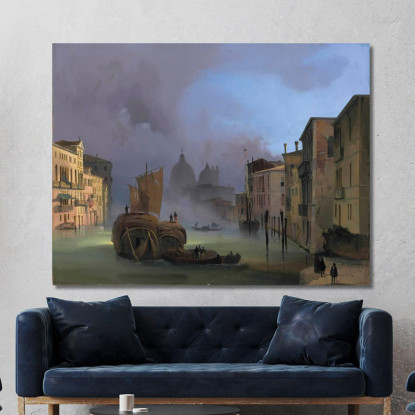 The Grand Canal Venice From The Ponte Dell'Accademia With Santa Maria Della Salute Ippolito Caffi icf22 quadro stampato su tela