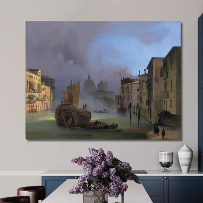 The Grand Canal Venice From The Ponte Dell'Accademia With Santa Maria Della Salute Ippolito Caffi icf22 quadro stampato su tela