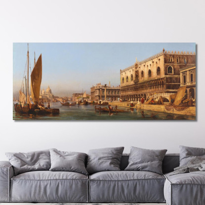 Venezia Il Palazzo Ducale E Il Molo Ippolito Caffi icf29 quadro stampato su tela