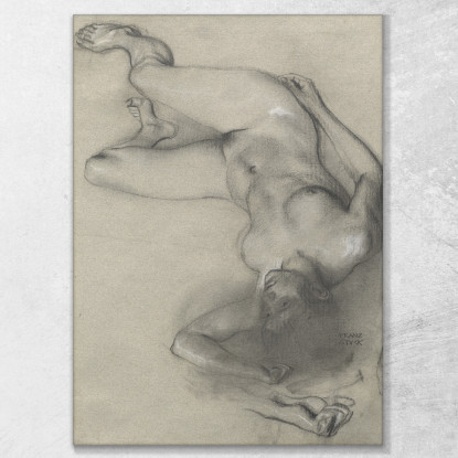 Donna Nuda Sdraiata A Terra Franz von Stuck fvs60 quadro stampato su tela