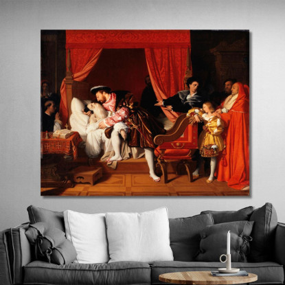Francesco I Riceve Gli Ultimi Respiri Di Leonardo Da Vinci Jean Auguste Dominique Ingres jad10 quadro stampato su tela