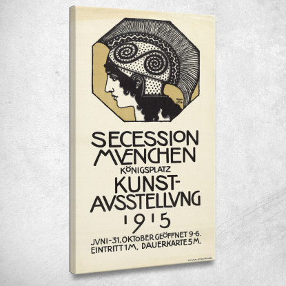 Manifesto Per La Mostra Della Secessione Di Monaco Del 1915 Franz von Stuck fvs67 quadro stampato su tela