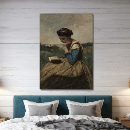 Una Donna Che Legge Jean-Baptiste-Camille Corot jbc10 quadro stampato su tela