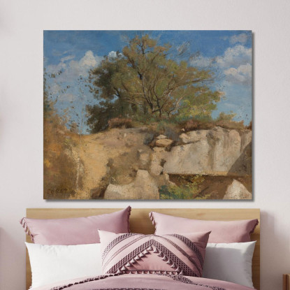 Vertice Di Fontainebleau Della Cava Boscosa Jean-Baptiste-Camille Corot jbc62 quadro stampato su tela