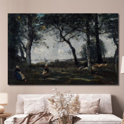Honfleur Jean-Baptiste-Camille Corot jbc79 quadro stampato su tela