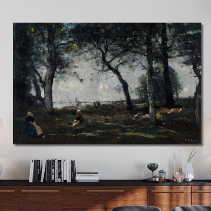 Honfleur Jean-Baptiste-Camille Corot jbc79 quadro stampato su tela