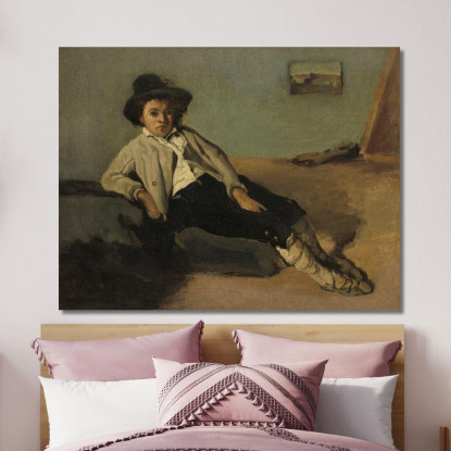 Ragazzo Contadino Italiano Jean-Baptiste-Camille Corot jbc84 quadro stampato su tela