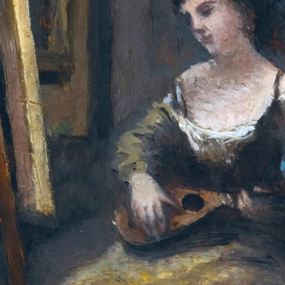 Giovane Donna Che Gioca Mandolino Jean-Baptiste-Camille Corot jbc90 quadro stampato su tela