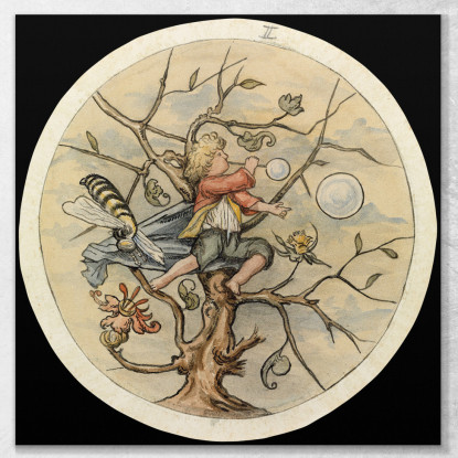 Ragazzo Che Soffia Bolle Di Sapone Franz von Stuck fvs84 quadro stampato su tela