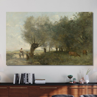 I Salici Sulla Punta Dell'Isola Jean-Baptiste-Camille Corot jbc147 quadro stampato su tela