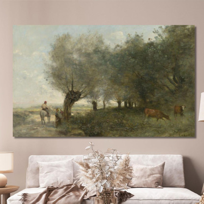 I Salici Sulla Punta Dell'Isola Jean-Baptiste-Camille Corot jbc147 quadro stampato su tela