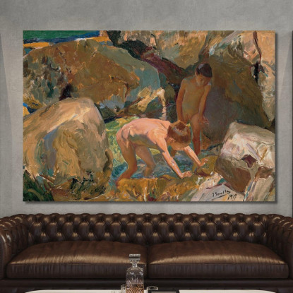Bambini Alla Ricerca Di Molluschi Joaquín Sorolla jsr18 quadro stampato su tela