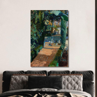 Corte Delle Danze Alcázar Siviglia Joaquín Sorolla jsr26 quadro stampato su tela