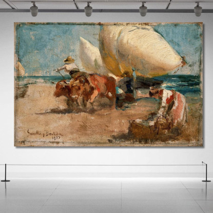 Scena Sulla Spiaggia 2 Joaquín Sorolla jsr34 quadro stampato su tela