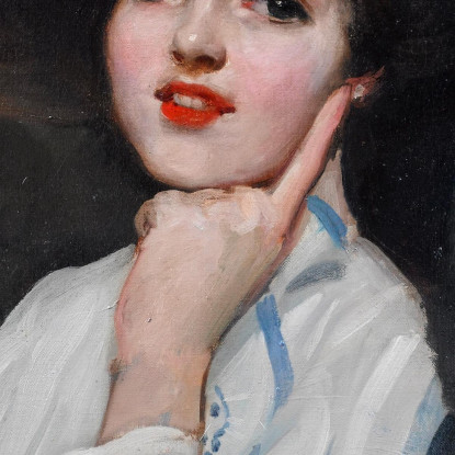 Ritratto Di Una Giovane Ragazza Con Un Cappello Crede A Raquel Meller Joaquín Sorolla jsr94 quadro stampato su tela