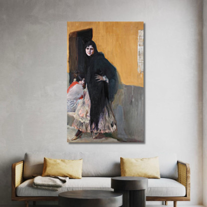 Sevillanas Signore Di Siviglia Joaquín Sorolla jsr99 quadro stampato su tela