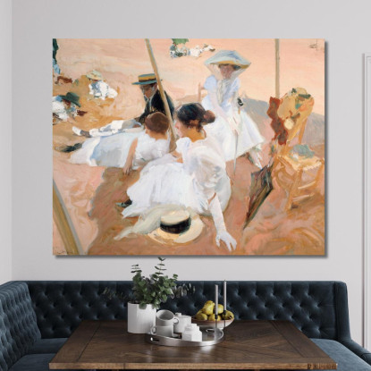 Sotto La Tenda Sulla Spiaggia Di Zarauz Joaquín Sorolla jsr116 quadro stampato su tela