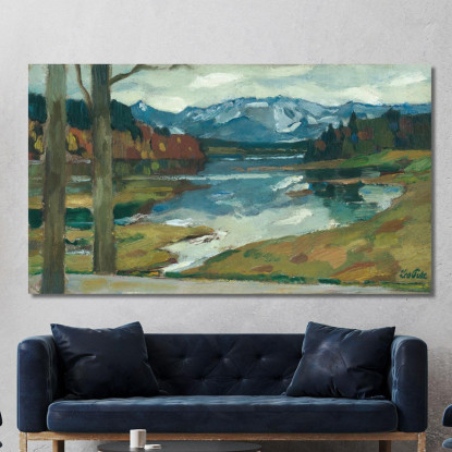 Kampenwand Chiemsee Leo Putz lpz28 quadro stampato su tela