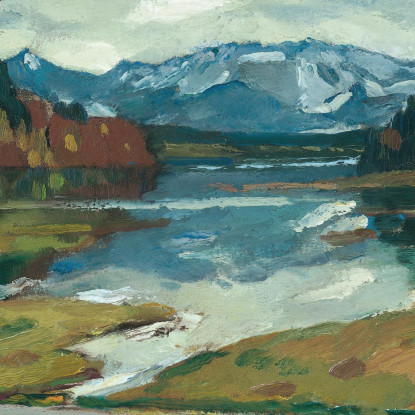 Kampenwand Chiemsee Leo Putz lpz28 quadro stampato su tela