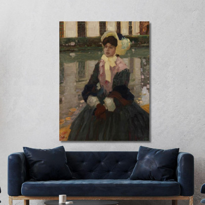 Ritratto Di Veronika Kirmaier Nel Giardino Schleissheim Leo Putz lpz42 quadro stampato su tela