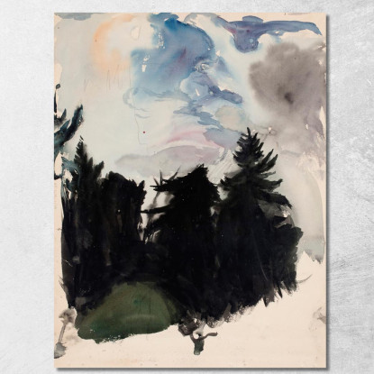 Paesaggio Di Abete Rosso Nero Magnus Enckell mek39 quadro stampato su tela