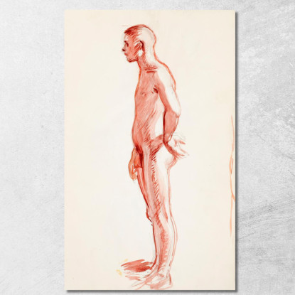 Schizzo Laterale Di Un Uomo Nudo In Piedi Magnus Enckell mek67 quadro stampato su tela