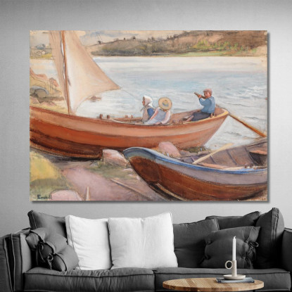 Barche Sulla Spiaggia Magnus Enckell mek79 quadro stampato su tela
