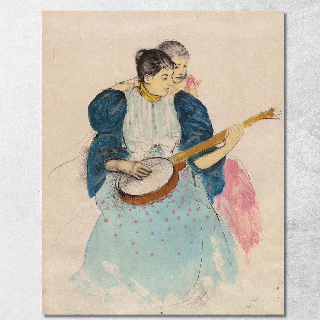 La Lezione Di Banjo Mary Cassatt mcs48 quadro stampato su tela